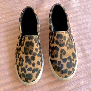 Size 7 leopard/cheetah print slip on sneakers